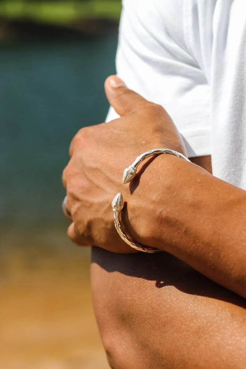 Extra Heavy Cocoa Pod Bangle with Diamante Pattern