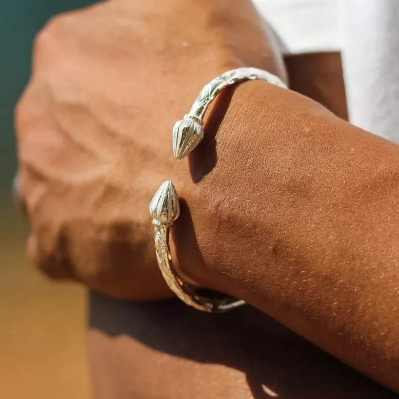 Extra Heavy Cocoa Pod Bangle with Diamante Pattern