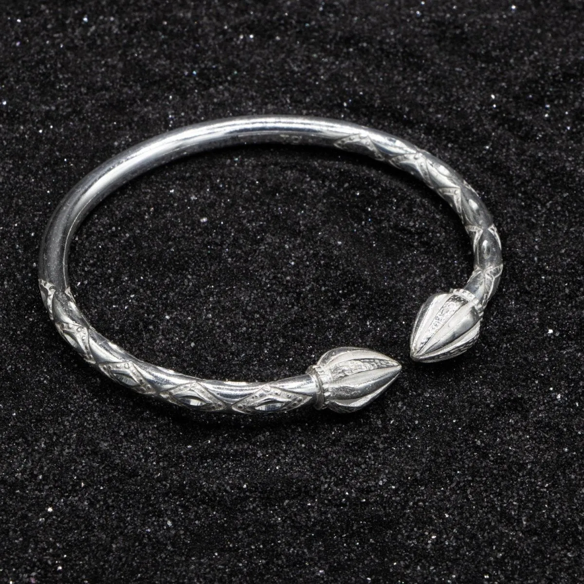 Extra Heavy Cocoa Pod Bangle with Diamante Pattern