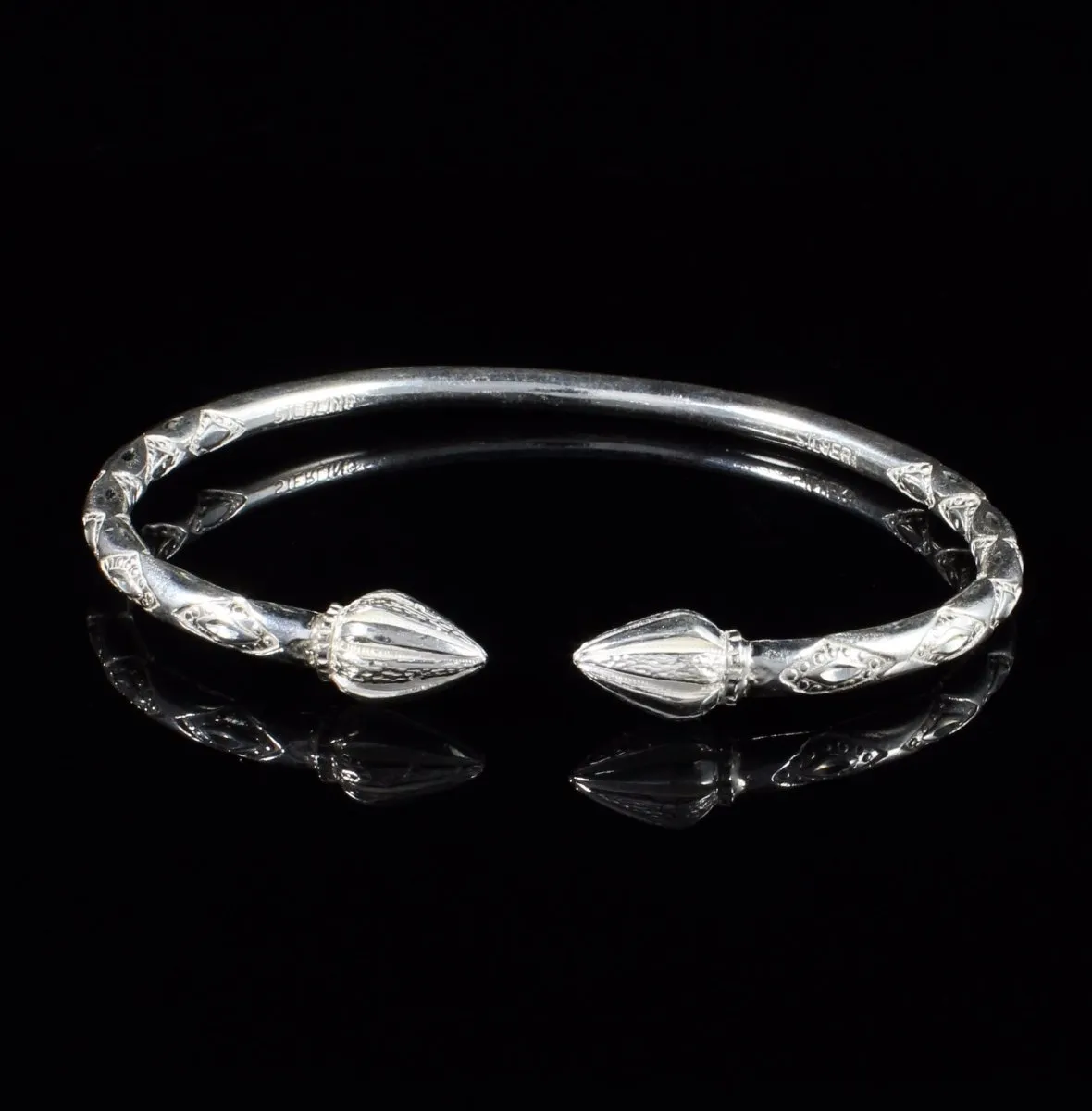 Extra Heavy Cocoa Pod Bangle with Diamante Pattern