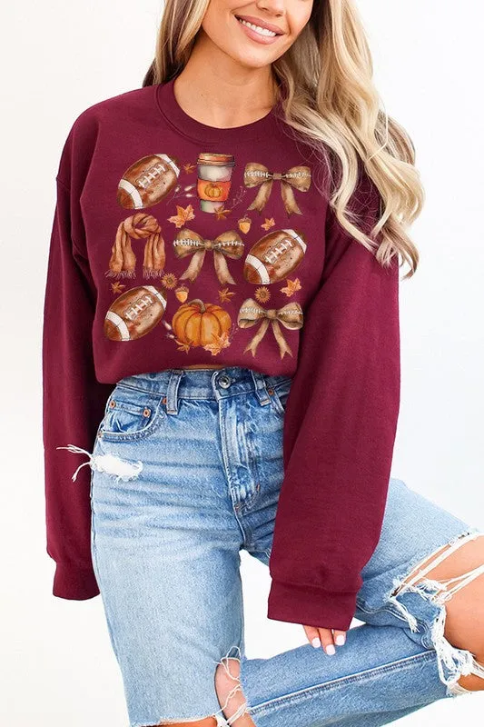 *Fall Football Scarf Coffee Pumpkin Sweatshirt