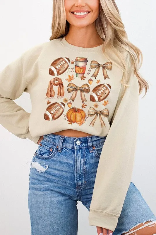 *Fall Football Scarf Coffee Pumpkin Sweatshirt