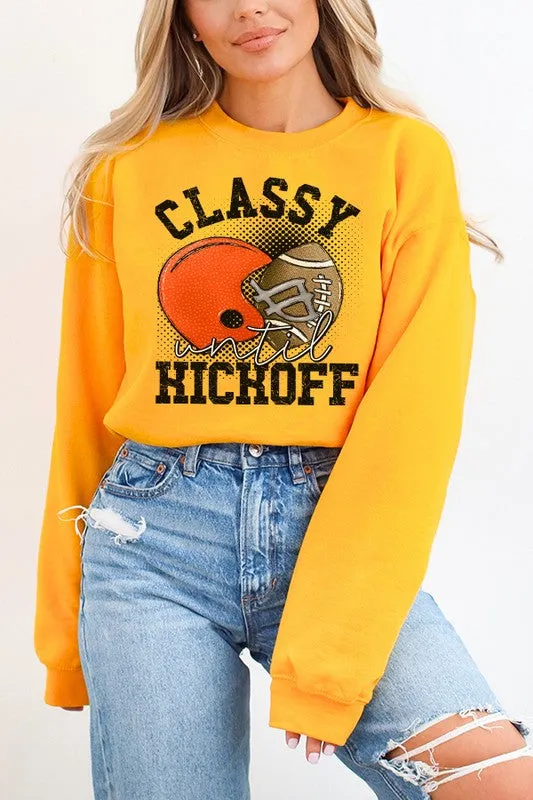 *Fall Orange Helmet Classy Until Kickoff Sweatshirt