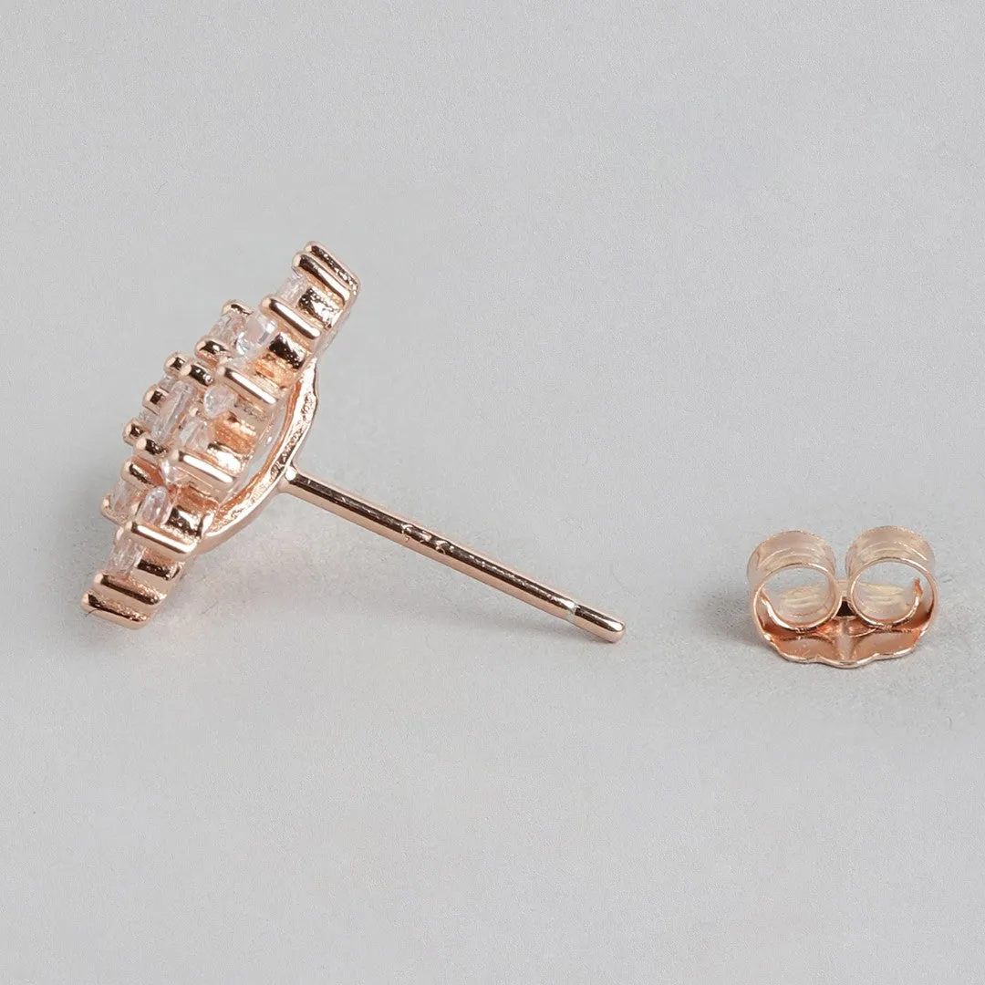 Fleur de Luxe Rose Gold-Plated Floral CZ 925 Sterling Silver Earrings