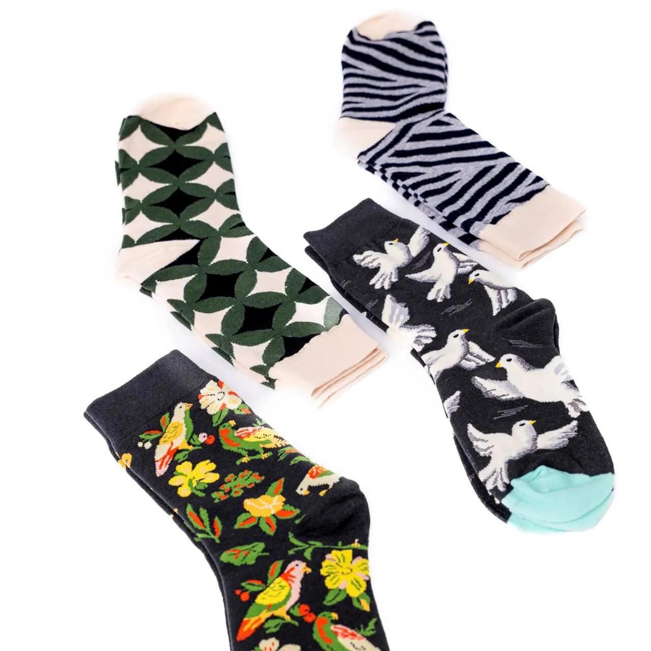 Flying Doves Black Fun Dress Socks