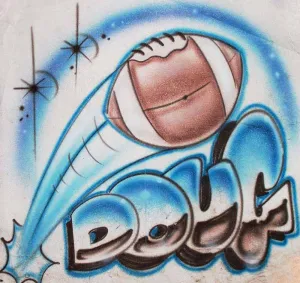 Flying Football & Name Airbrushed Shirt