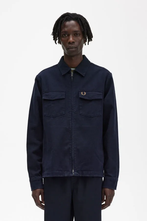 Fred Perry Heavy Twill Overshirt - Navy