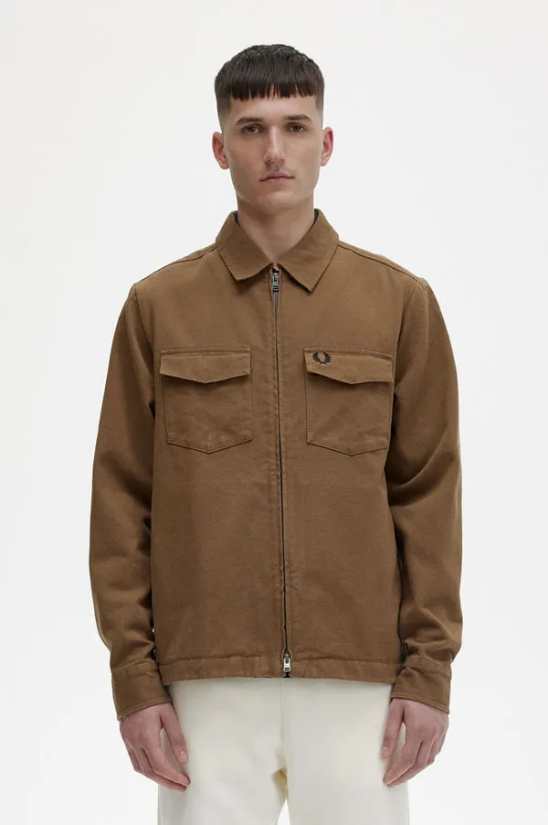 Fred Perry Heavy Twill Overshirt - Shaded Stone