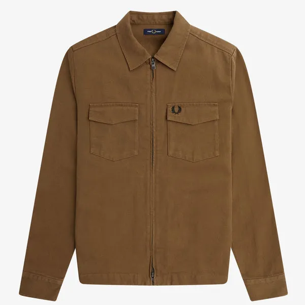 Fred Perry Heavy Twill Overshirt - Shaded Stone