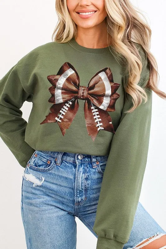 *Gameday Football Fall Cute Bow Sweatshirt