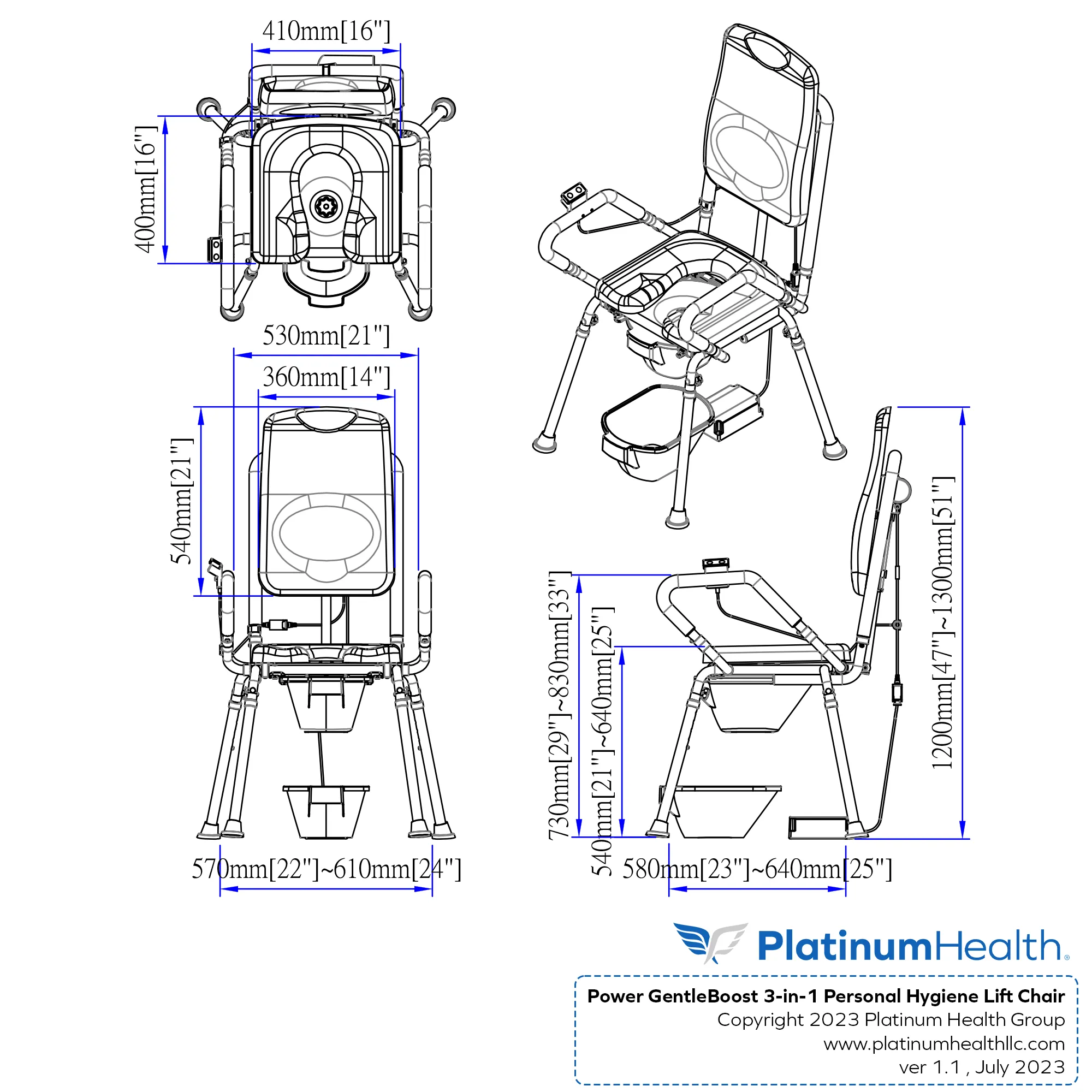 GentleBoost Power Uplift Commode Chair