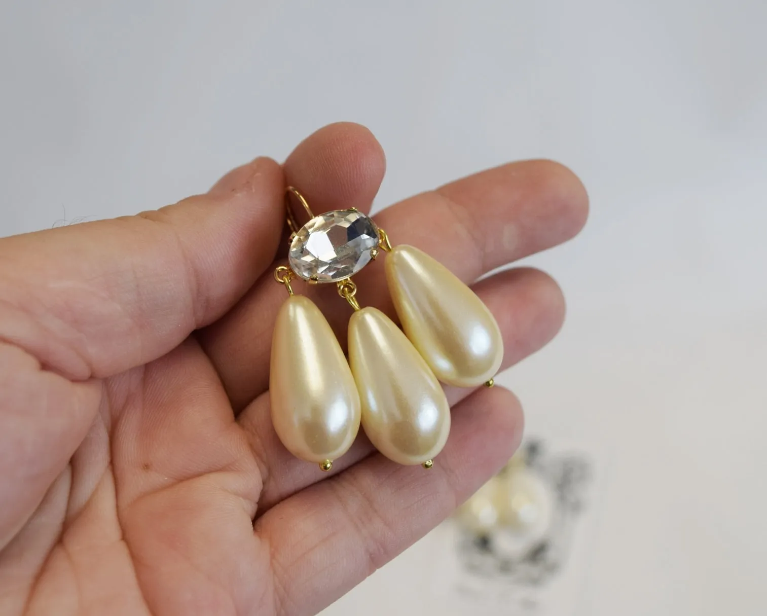 Girandole Earrings - Huge Pearl