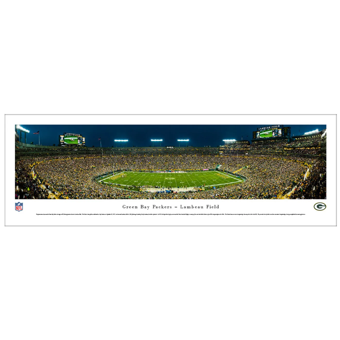 Green Bay Packers Lambeau Field Night Panoramic Picture (Shipped)