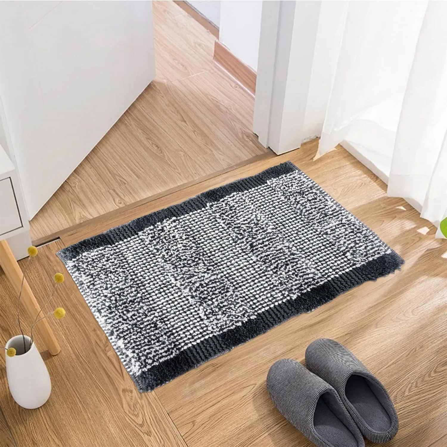 Heart Home Door Mat | White Cut Loop Doormat | Microfiber Entrance Mat | Entry Doormat | Office Entrance Door Mat | Door Mat for Home | Door Mat for Living | Pack of 2 | Gray