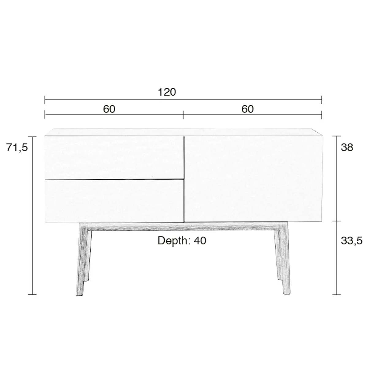 High On Wood 2 Drawer 1 Door Cabinet