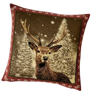 Holiday Winter Stag Tapestry Pillow B