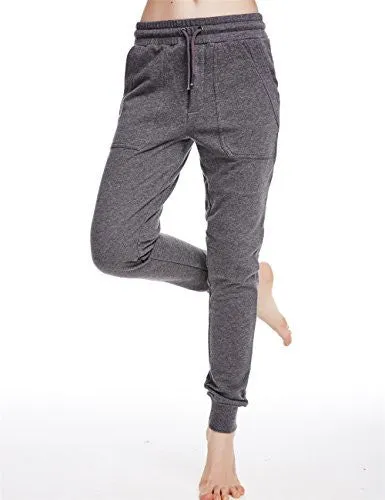 icyzone Women's French Terry Jogger Sweatpants with Side Pockets