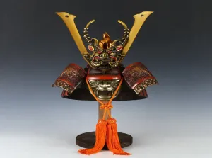 Japanese Samurai Kabuto Helmet -big dragon with a mask- Massive Red Tsushima