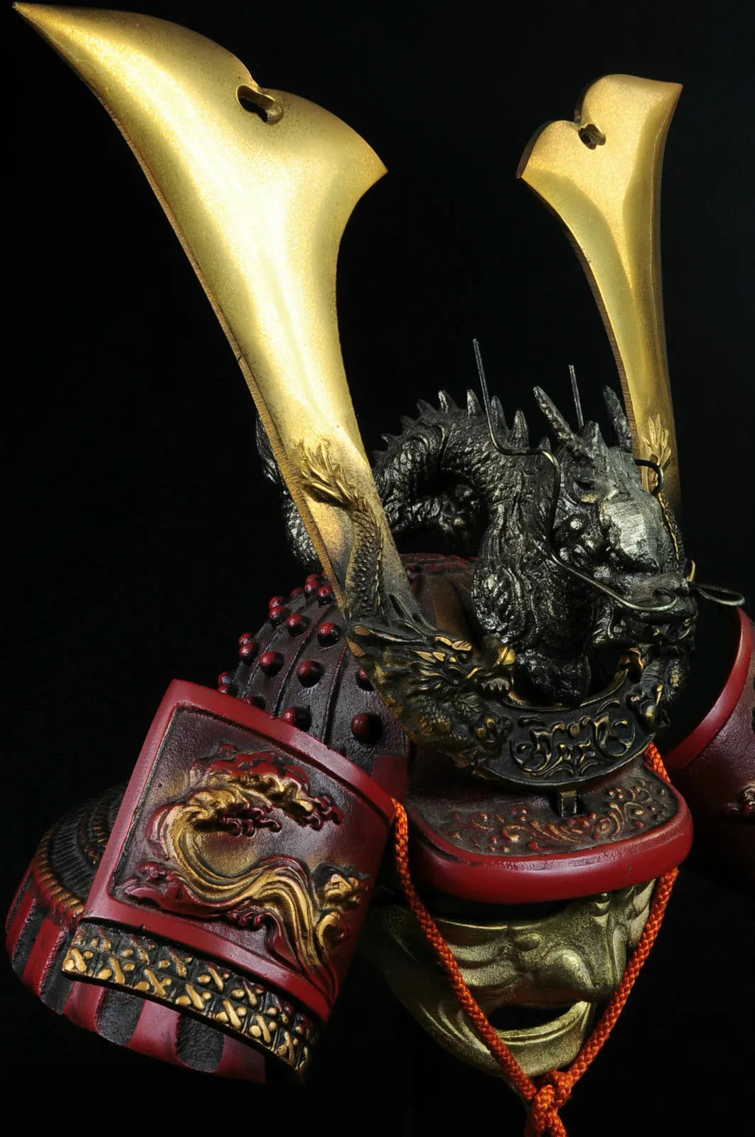 Japanese Samurai Kabuto Helmet -dragon red helmet with a mask- Genji Tsushima