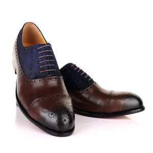 John Mendson Oxford Lace Up Coffee Brown Leather and Brown Suede Shoe