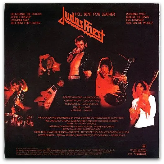 Judas Priest - Hell Bent For Leather (LP, Album, RP) (VG )