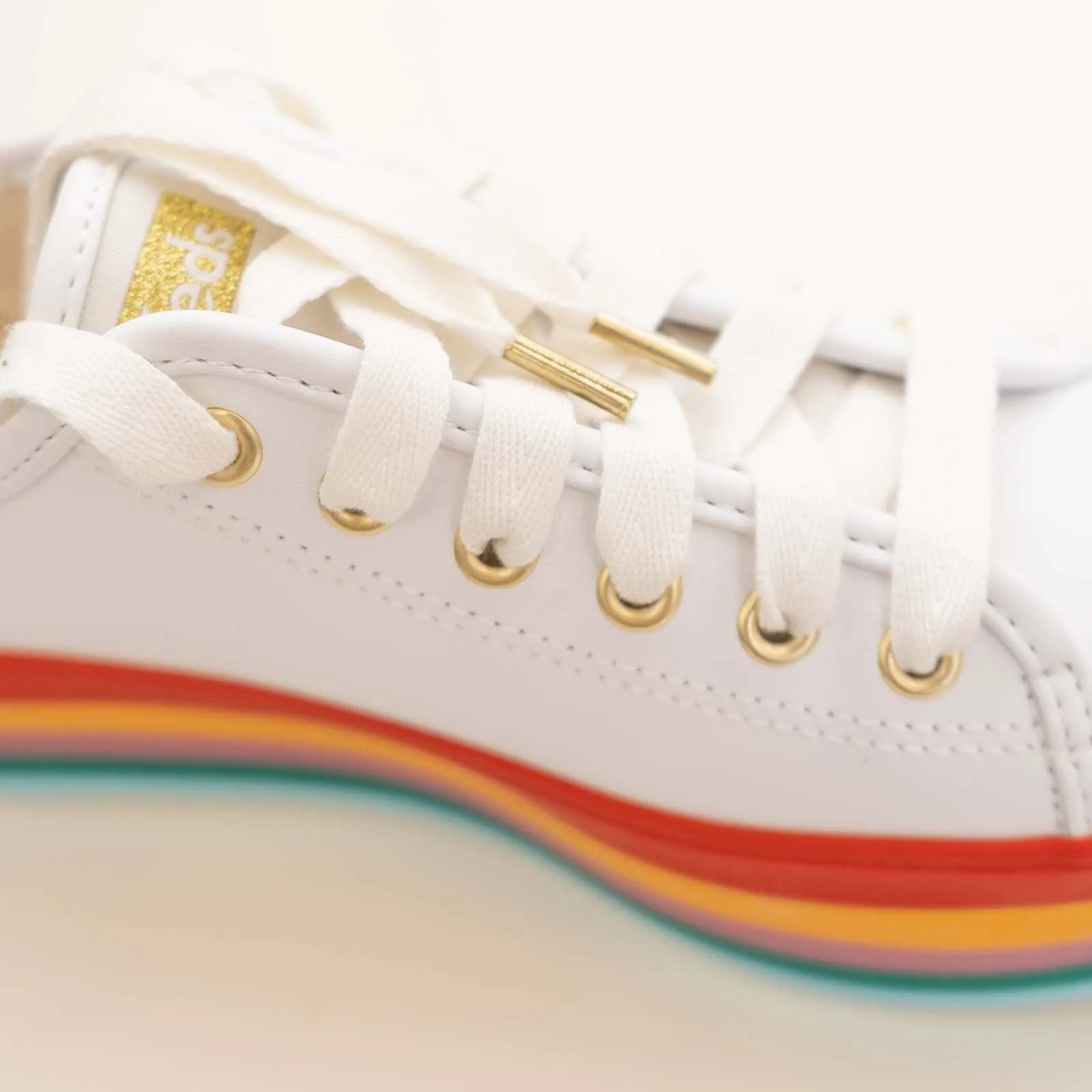 Keds Shoes Triple Up Rainbow Leather White Trainers