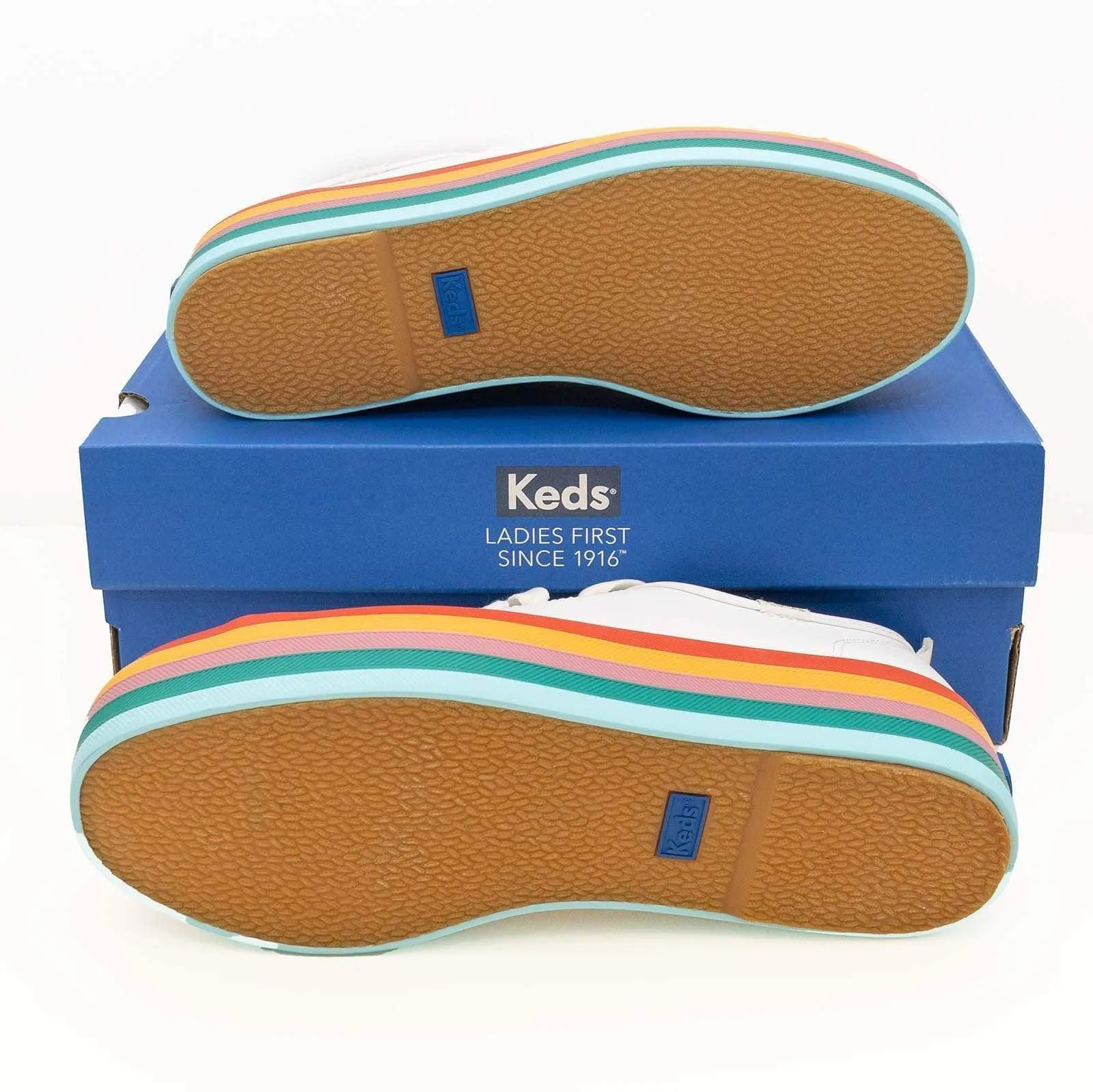 Keds Shoes Triple Up Rainbow Leather White Trainers