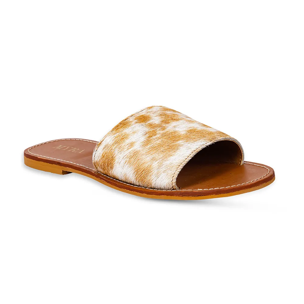 Kemma Hair-On Hide Sandals In Light And Caramel