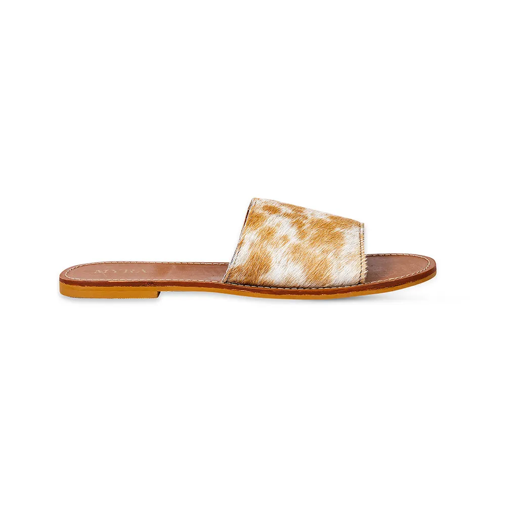 Kemma Hair-On Hide Sandals In Light And Caramel