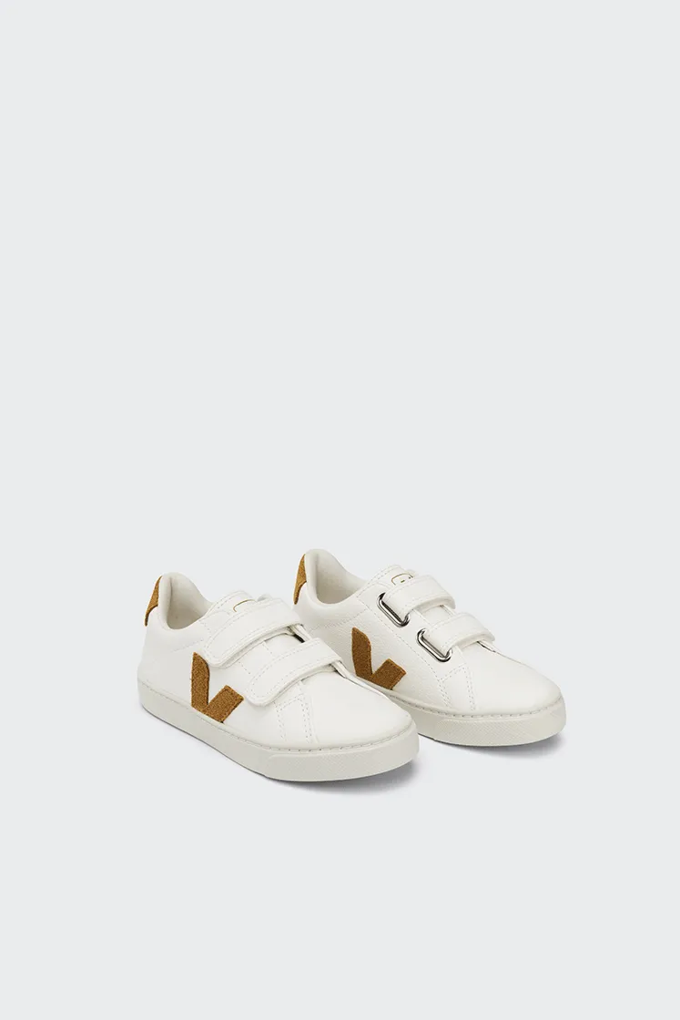 Kids Esplar Velcro Chromefree Leather - Extra White / Camel