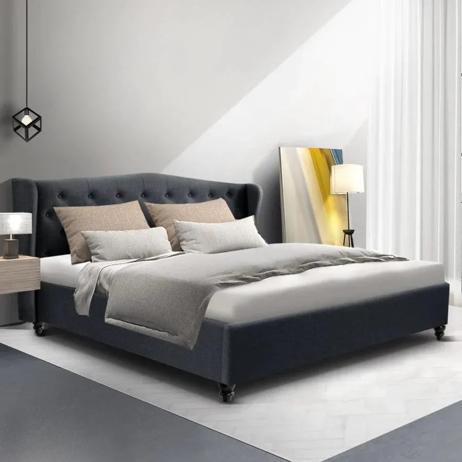 King Premium Package | Altona Bed Charcoal, Algarve Euro Top Mattress (Medium Firm) & Deluxe Mattress Topper!