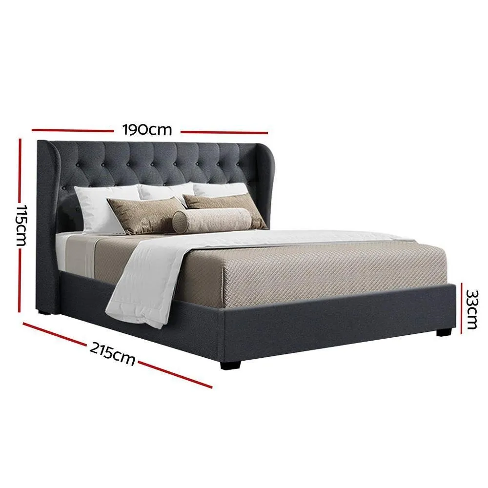 King Premium Package | Elouera Bed Charcoal, Algarve Euro Top Mattress (Medium Firm) & Bamboo Mattress Topper!