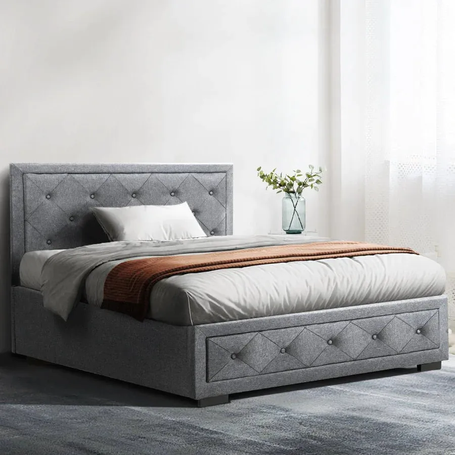 King Single Premium Package | Bronte Storage Bed Frame Grey, Alanya Euro Top Pocket Spring Mattress (Medium Firm) & Pillowtop Mattress Topper