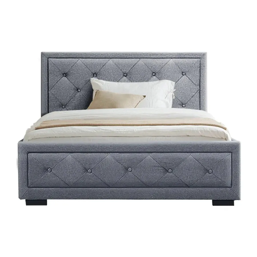 King Single Premium Package | Bronte Storage Bed Frame Grey, Alanya Euro Top Pocket Spring Mattress (Medium Firm) & Pillowtop Mattress Topper