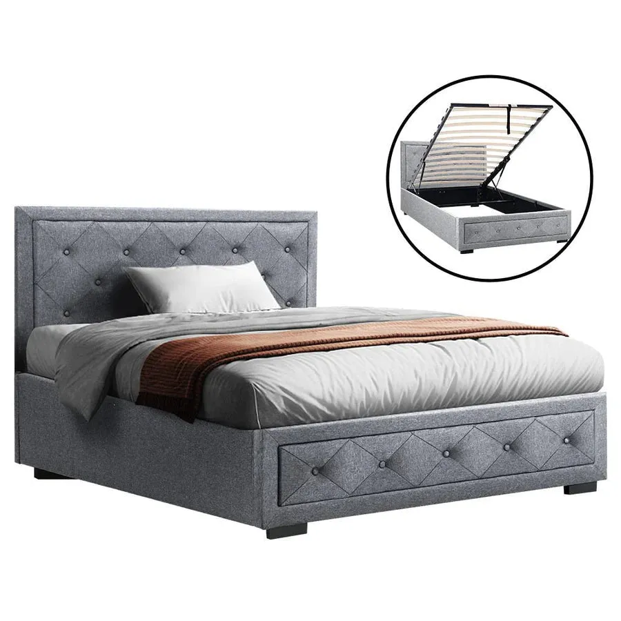 King Single Premium Package | Bronte Storage Bed Frame Grey, Alanya Euro Top Pocket Spring Mattress (Medium Firm) & Pillowtop Mattress Topper