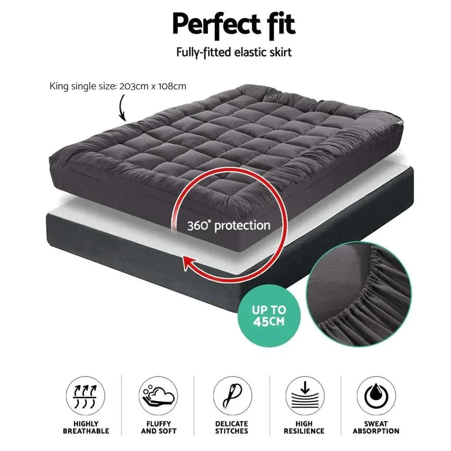 King Single Premium Package | Bronte Storage Bed Frame White, Alanya Euro Top Pocket Spring Mattress (Medium Firm) & Pillowtop Mattress Topper