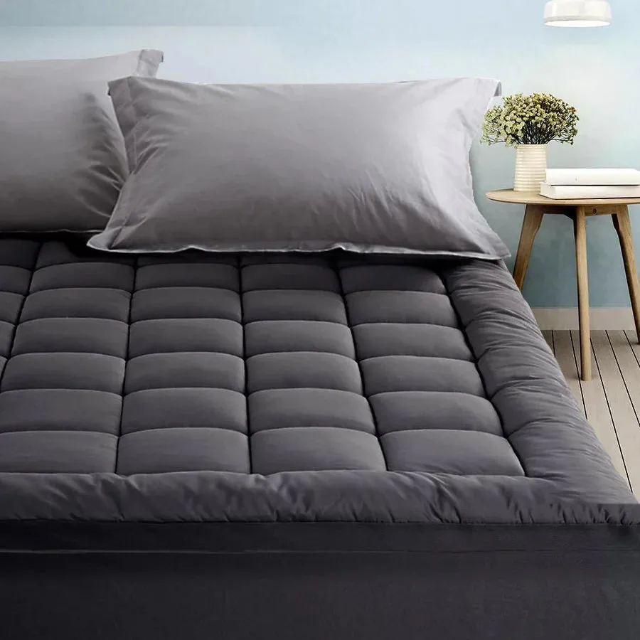 King Single Premium Package | Henley LED Storage Bed Frame Black, Alanya Euro Top Pocket Spring Mattress (Medium Firm) & Pillowtop Mattress Topper