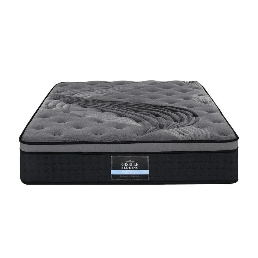 King Single Premium Package | Henley LED Storage Bed Frame Black, Alanya Euro Top Pocket Spring Mattress (Medium Firm) & Pillowtop Mattress Topper