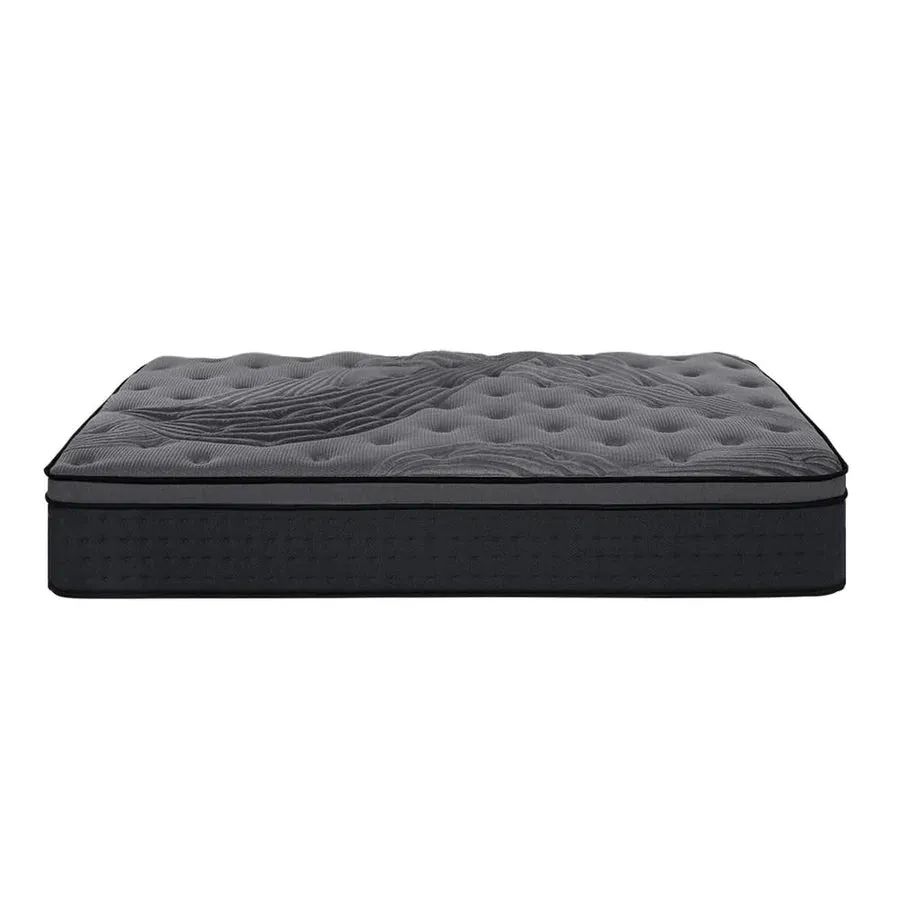 King Single Premium Package | Henley LED Storage Bed Frame Black, Alanya Euro Top Pocket Spring Mattress (Medium Firm) & Pillowtop Mattress Topper