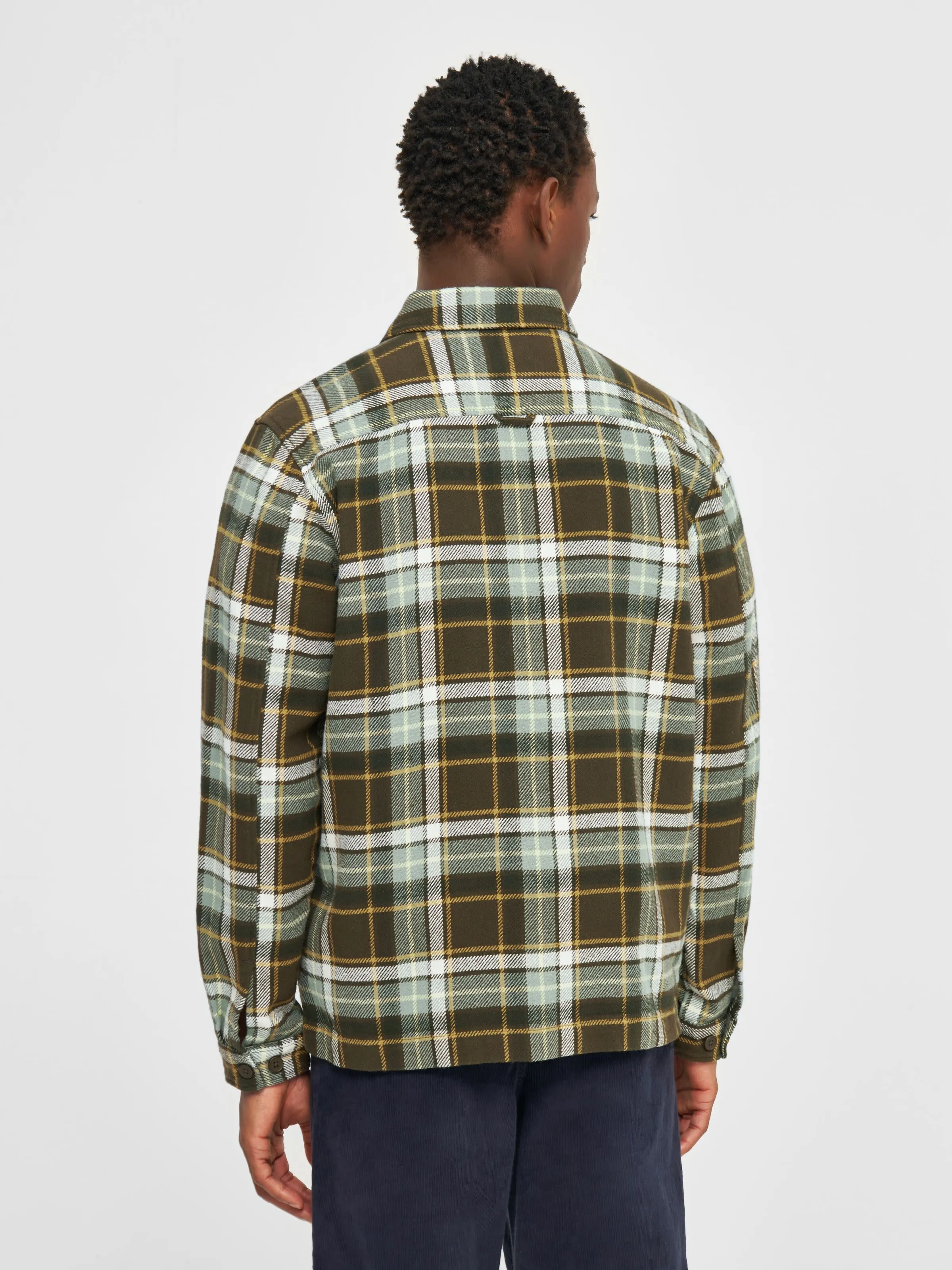 Knowledge Cotton Apparel Men&#x27;s Big Checked Heavy Flannel Overshirt  Green Check | Buy Knowledge Cotton Apparel Men&#x27;s Big Checked Heavy Flannel Overshirt  Green Check here | Outnorth