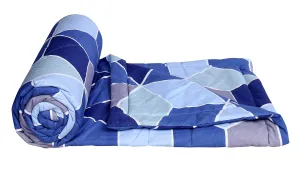 la' amour Super Soft 100% Cotton Reversible Blanket/Duvet Easy Weight, AC Single Dohar, Floral- Football Light and Dark Blue (Quilt Cover)