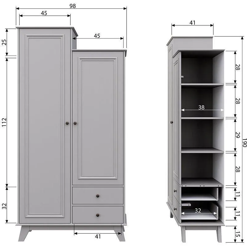 Lily Clay Pine Wood Wardrobe