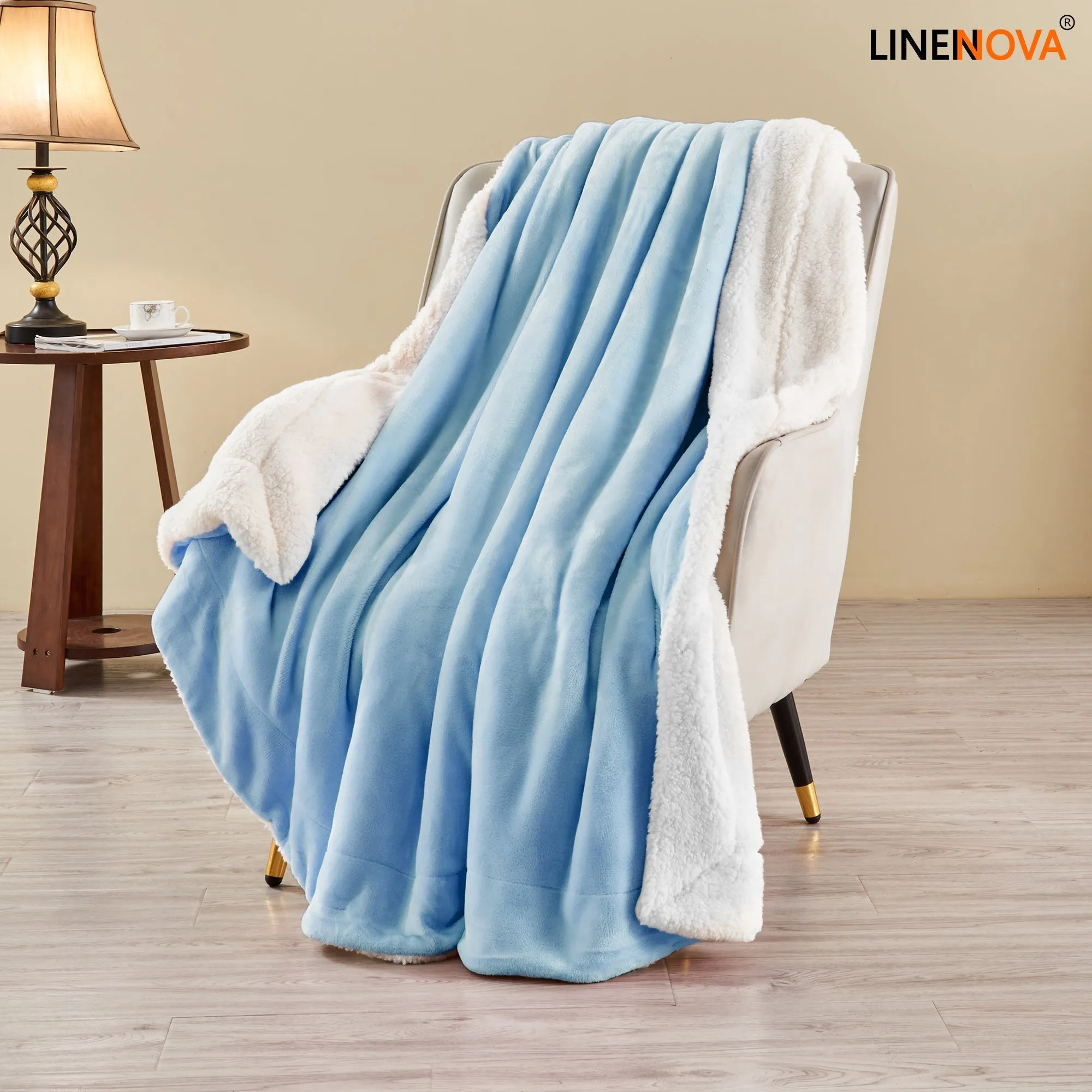 Linenova Sherpa Flannel Fleece Throw