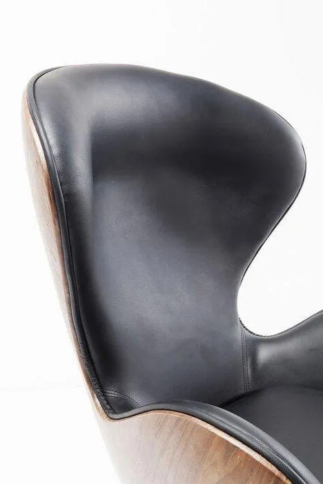 Lounge Black/Walnut Swivel Armchair