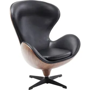 Lounge Black/Walnut Swivel Armchair