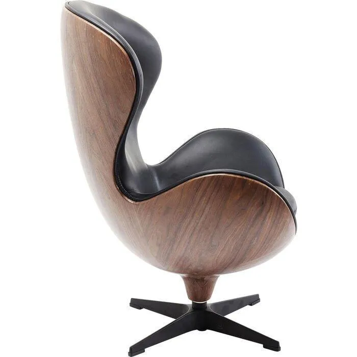 Lounge Black/Walnut Swivel Armchair