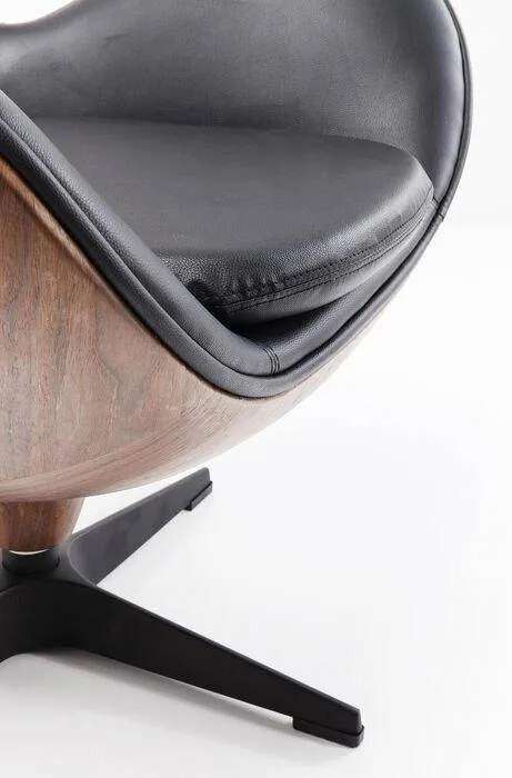 Lounge Black/Walnut Swivel Armchair