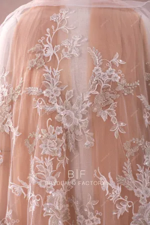 Luxury Beading Silver Embroidery Lace Fabric By the Yard