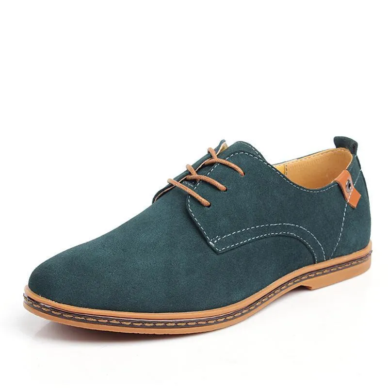 Men Casual Leather Chaussure Homme Shoes Green