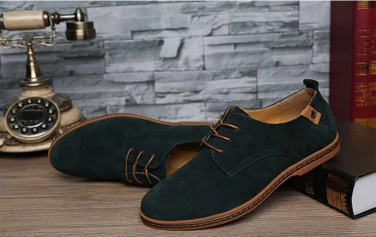 Men Casual Leather Chaussure Homme Shoes Green